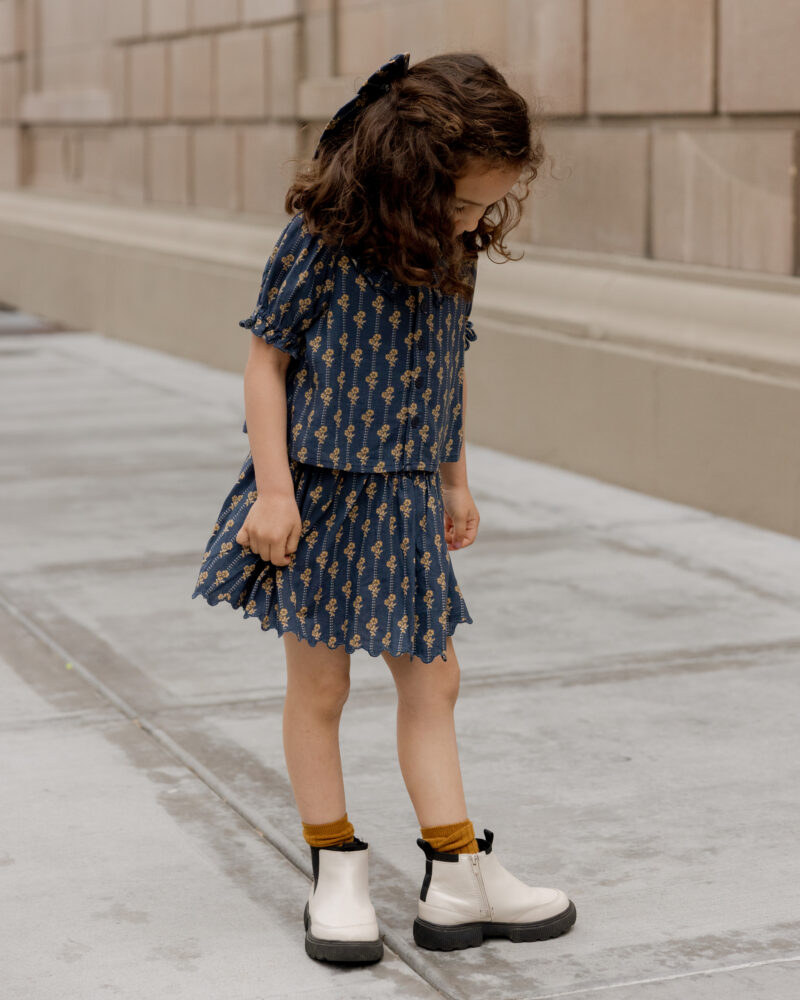 Smocked V Mini Skirt In Vintage Bloom from Rylee & Cru