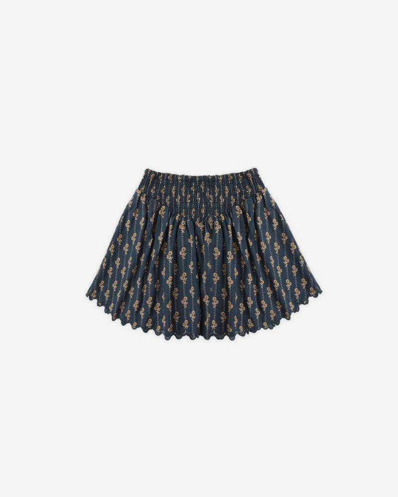 Smocked V Mini Skirt In Vintage Bloom