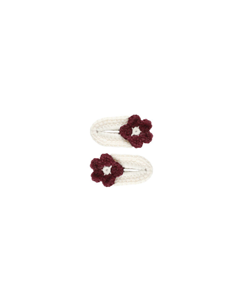 Rylee & Cru Crochet Clips In Burgundy