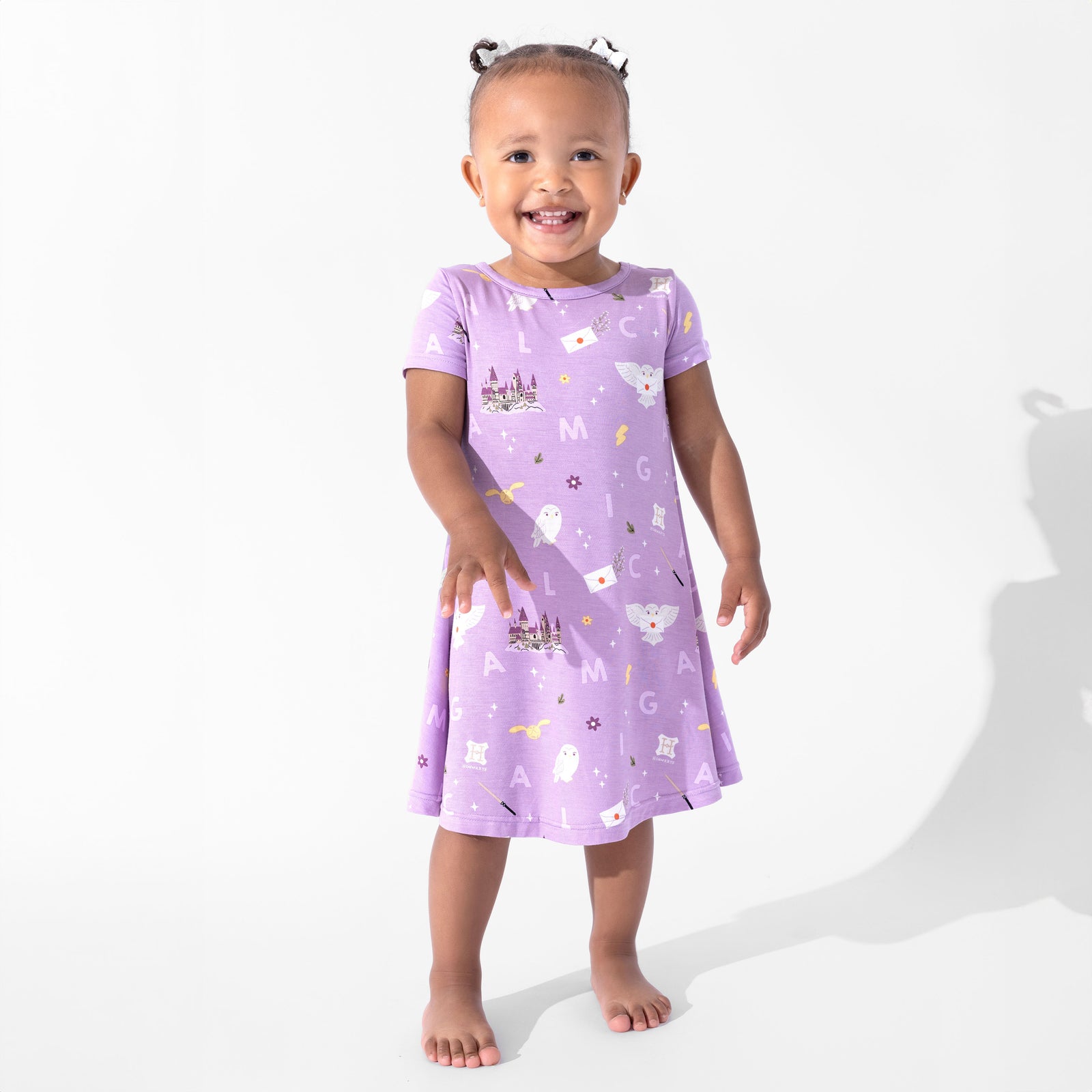 Bellabu Bear Harry Potter Hedwig's Magical Mail Bamboo Viscose Short Sleeve Dress