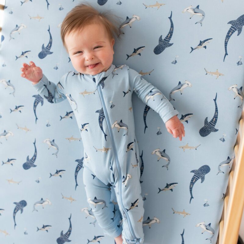 Crib Sheet in Stream Shark from Kyte BABY