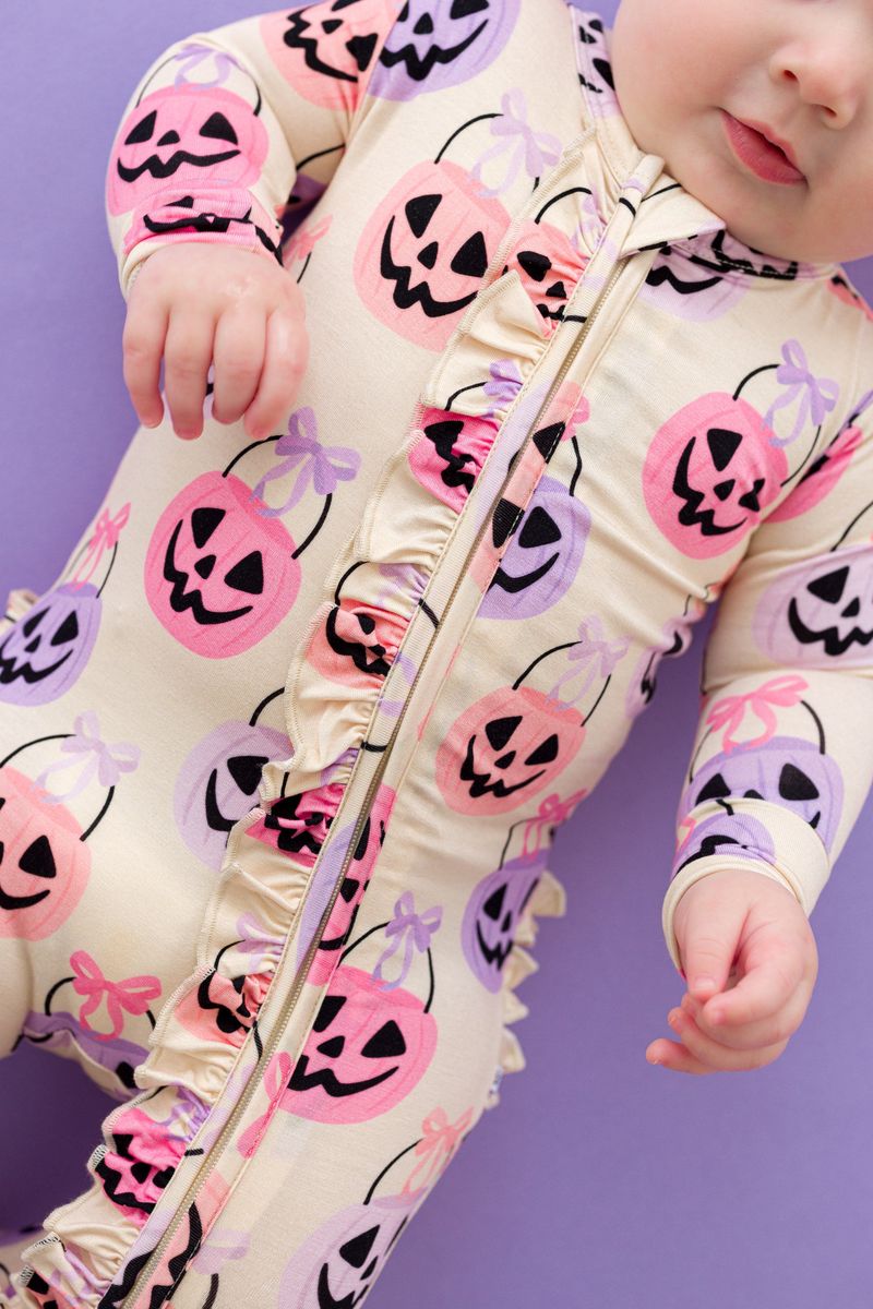 Trick or Sweet Ruffle Bamboo Viscose Convertible Romper from Birdie Bean