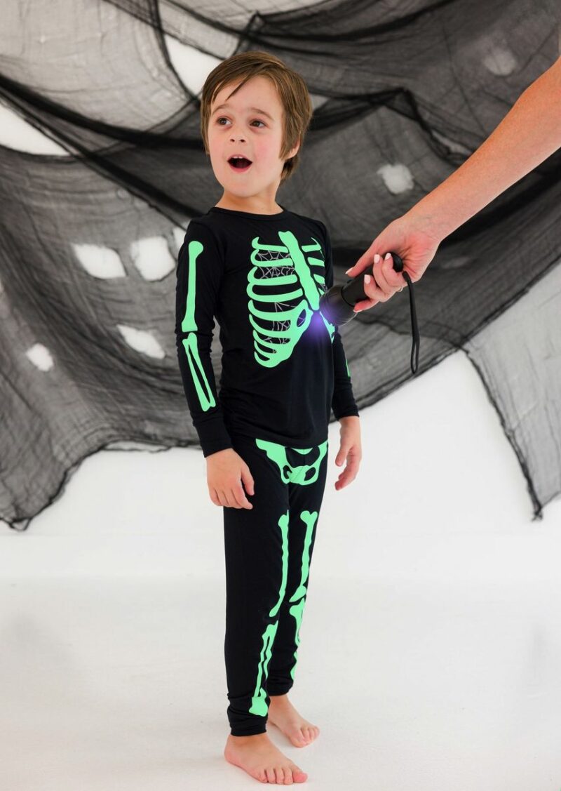 Bones With Gray Webs Glow-In-The-Dark Bamboo Viscose Pajama Set