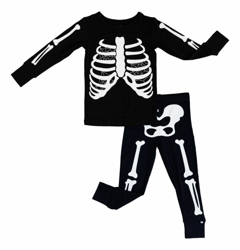 Bones With Gray Webs Glow-In-The-Dark Bamboo Viscose Pajama Set available at Blossom