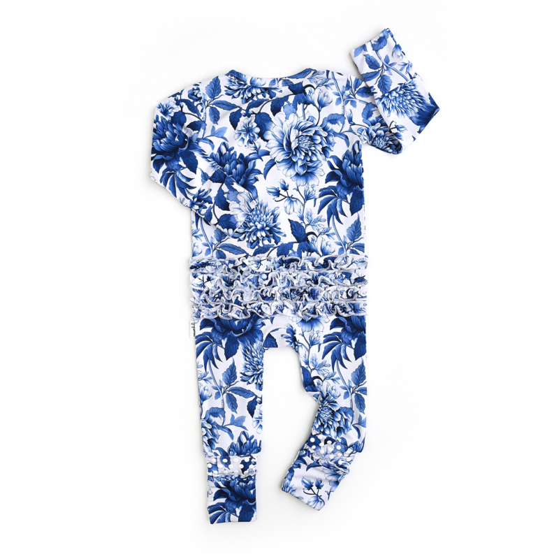Hattie Bamboo Viscose Ruffle Zip Footie