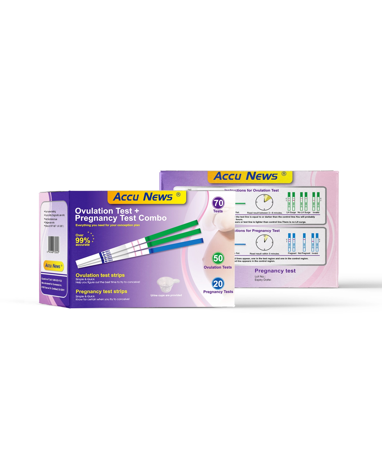 Accu News Ovulation (LH)+ Pregnancy (hCG) Combo Tests