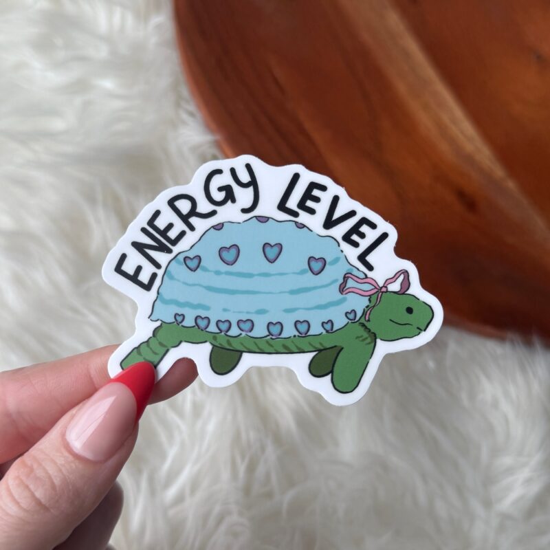 Big Moods Energy level Funny Tired Tortoise Sticker