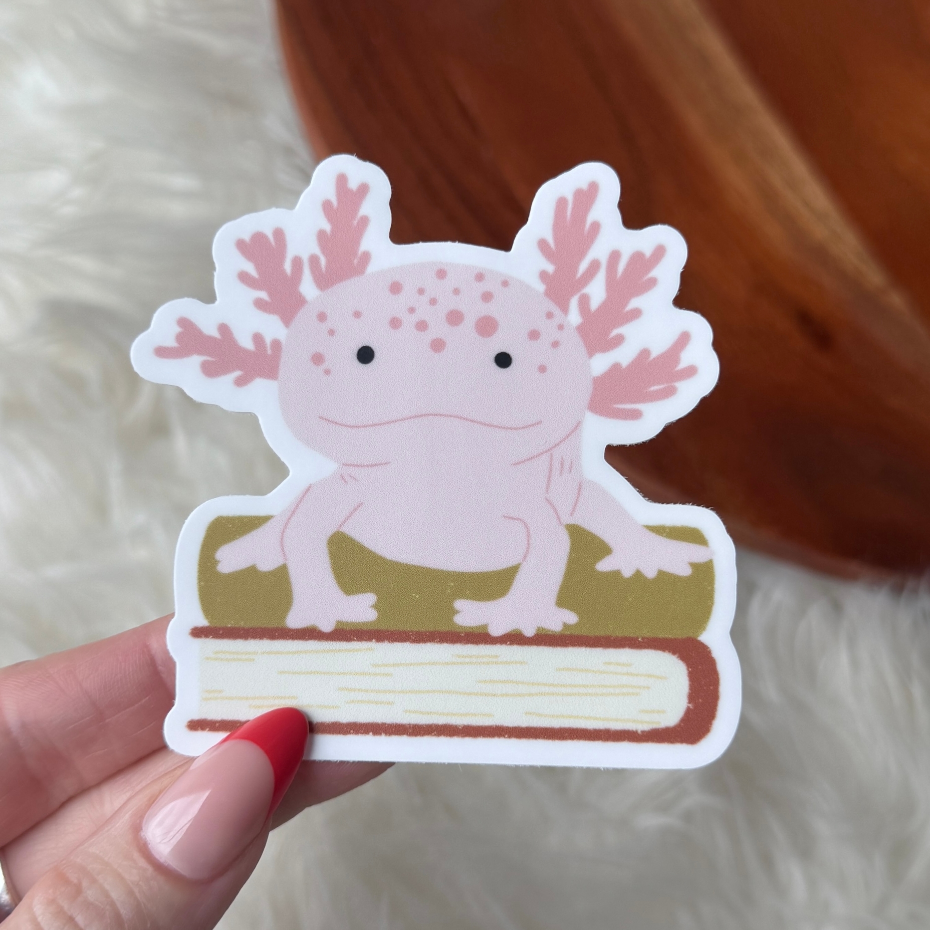Big Moods Cute Axolotl On Book Sticker