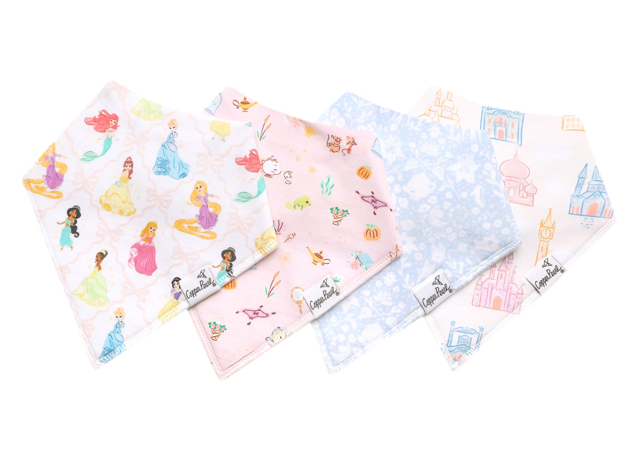 Copper Pearl Disney Princess Bandana Bib Set 4-Pack