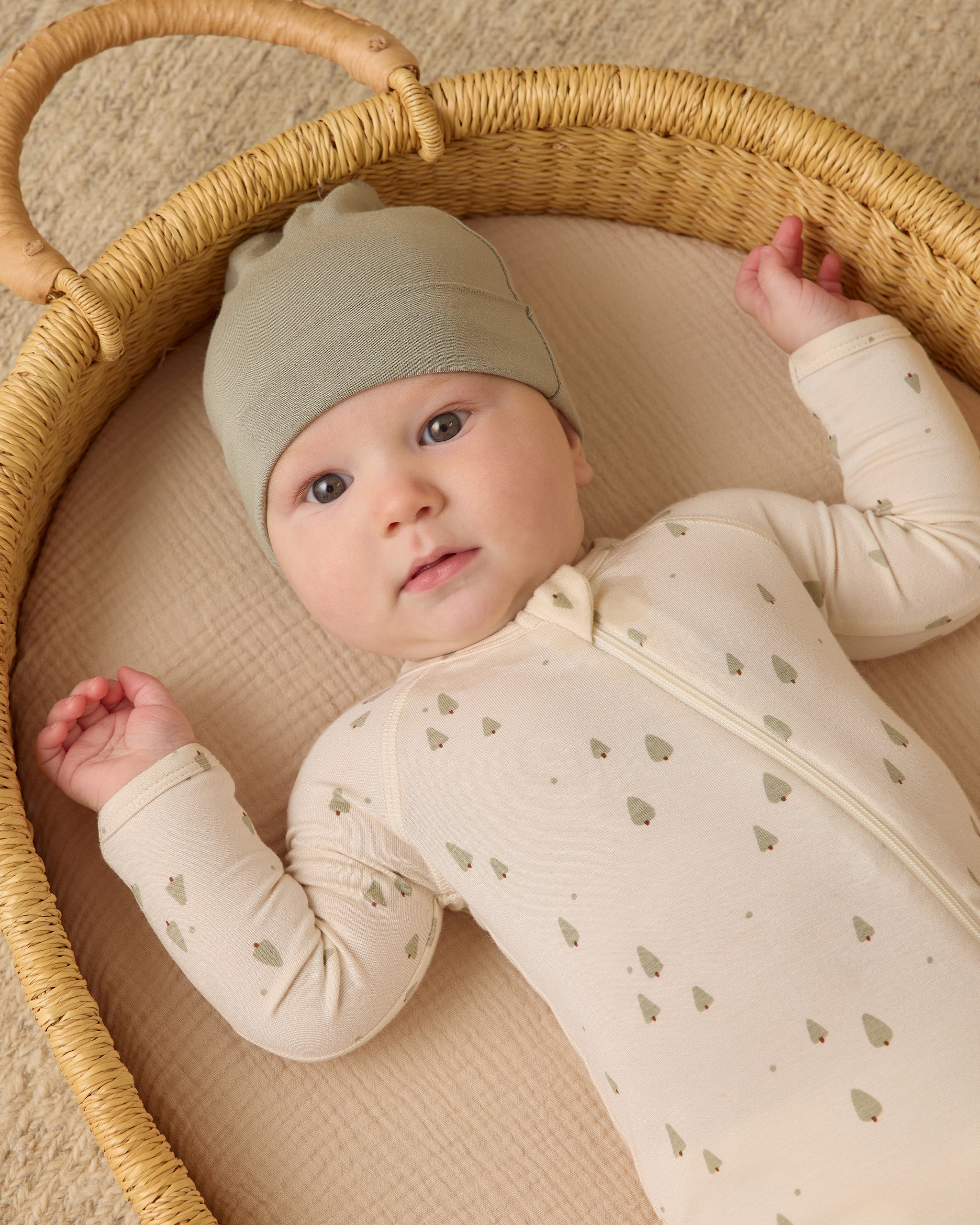 Quincy Mae Bamboo Zip Footie In Trees