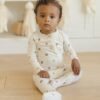 Quincy Mae Bamboo Zip Footie In Pumpkins