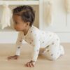 Bamboo Zip Footie In Pumpkins from Quincy Mae