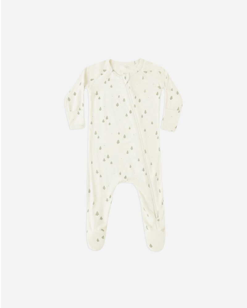 Bamboo Zip Footie In Trees from Quincy Mae