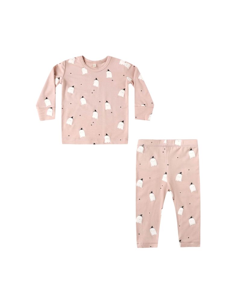 Quincy Mae Bamboo Pajama Set In Pink Ghosts Halloween