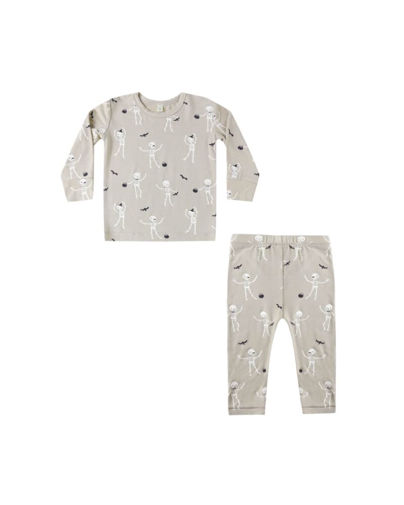 Quincy Mae Bamboo Pajama Set In Skeletons Halloween