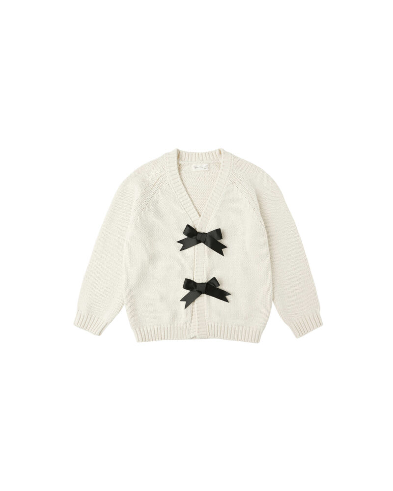Bow Cardigan In Natural from Rylee & Cru