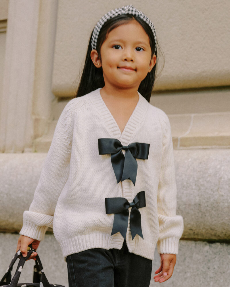 Rylee & Cru Bow Cardigan In Natural
