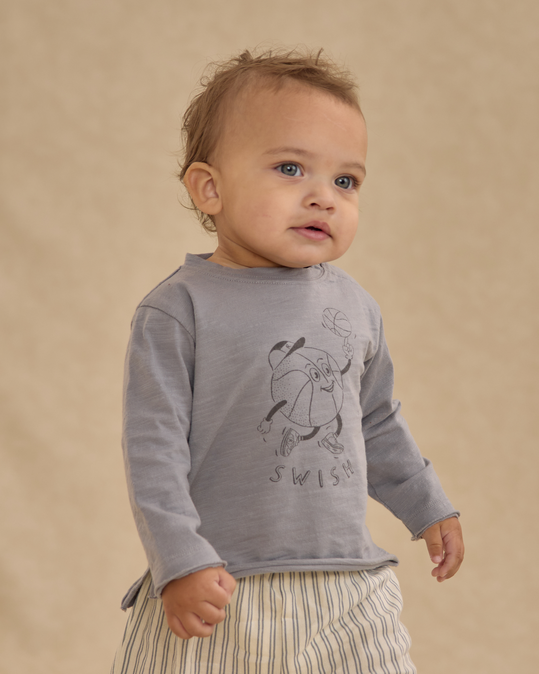 Rylee & Cru Raw Edge Long Sleeve Tee In Basketball