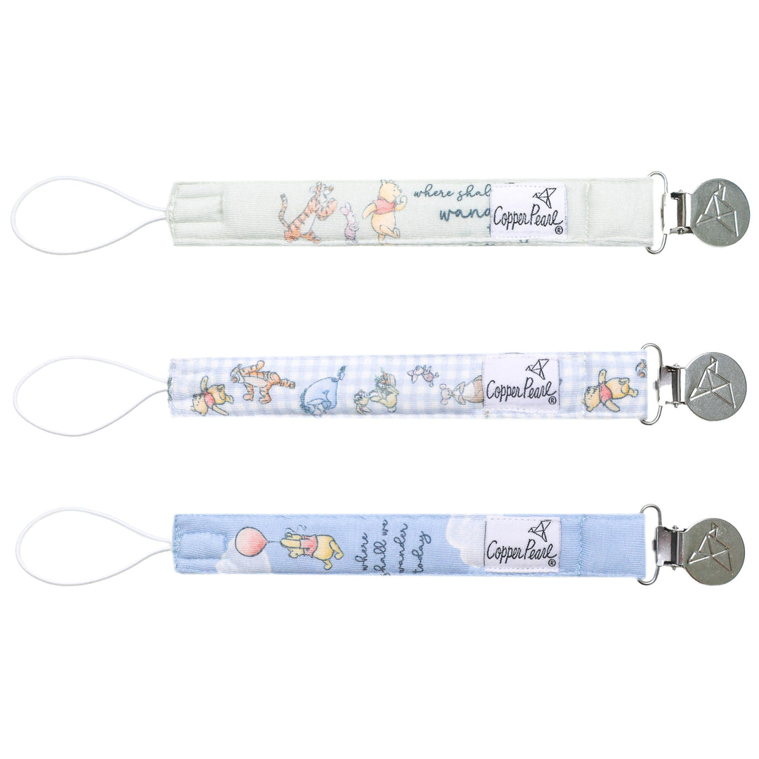 Copper Pearl Hundred Acre Wood Binky Clip Set of 3