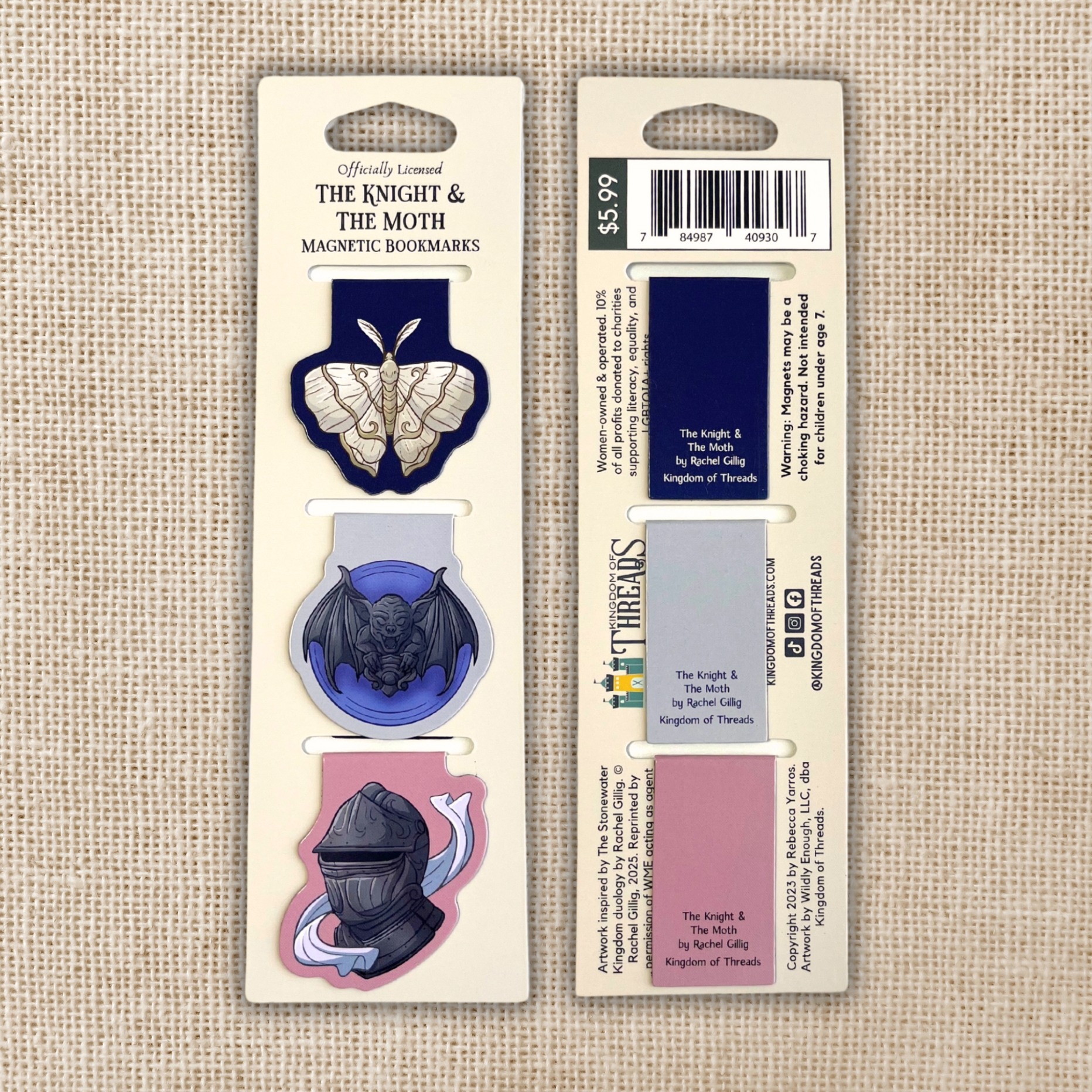 Kingdom of Threads The Knight and the Moth Magnetic Bookmark set