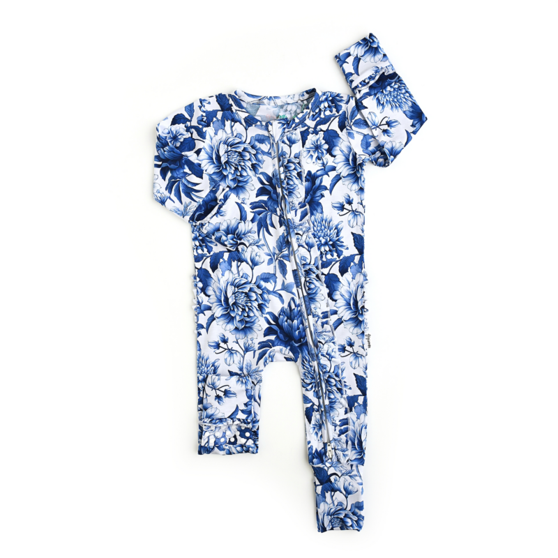 Hattie Bamboo Viscose Ruffle Zip Footie from Gigi and Max