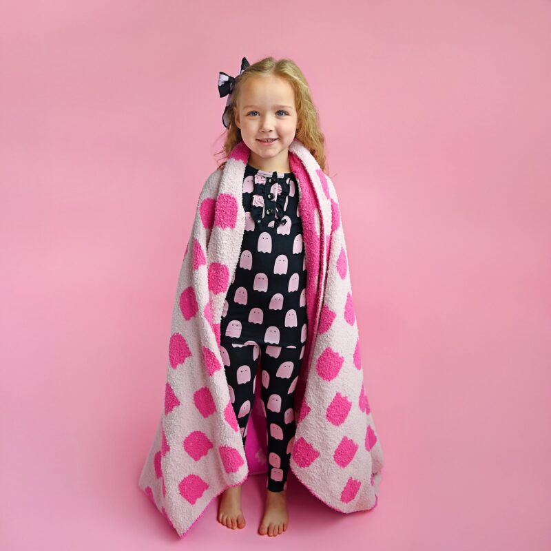 Draven Pink Ghost Plush Throw Blanket from Gigi and Max