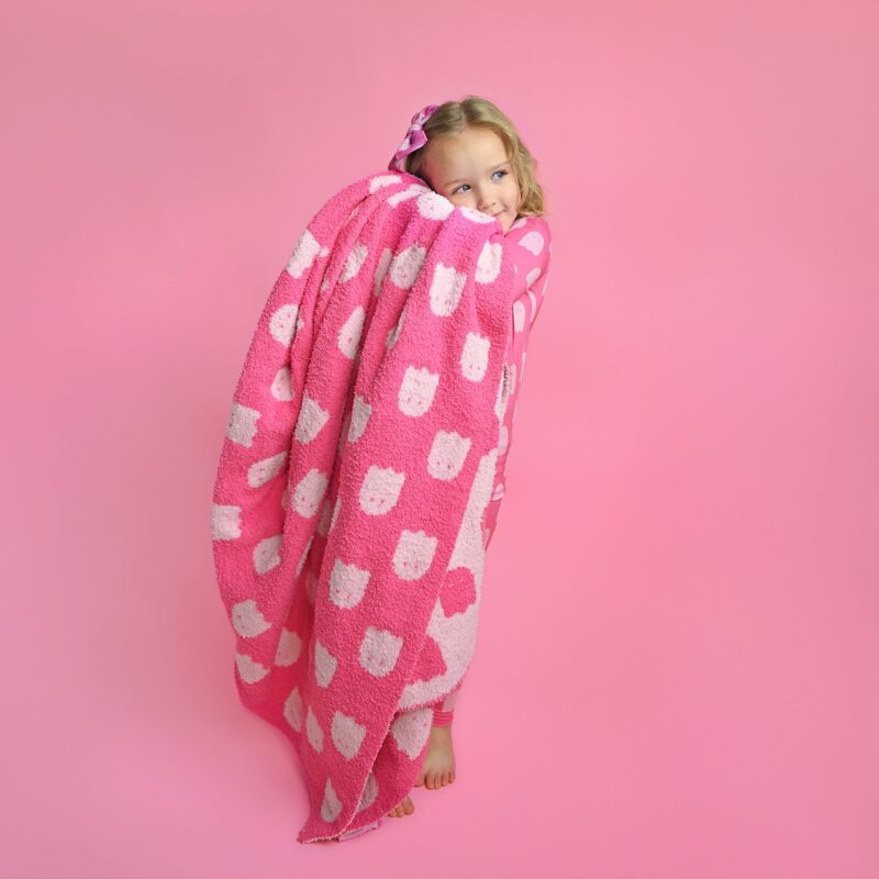 Draven Pink Ghost Plush Throw Blanket made by Gigi and Max