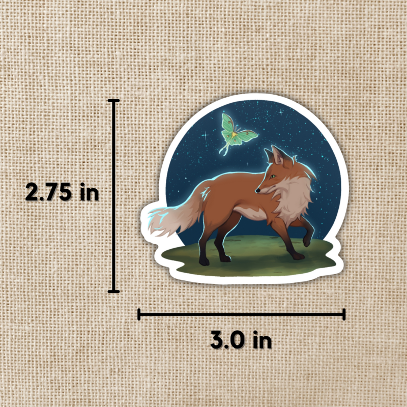 Fox & Moon Moth Sticker from Kingdom of Threads