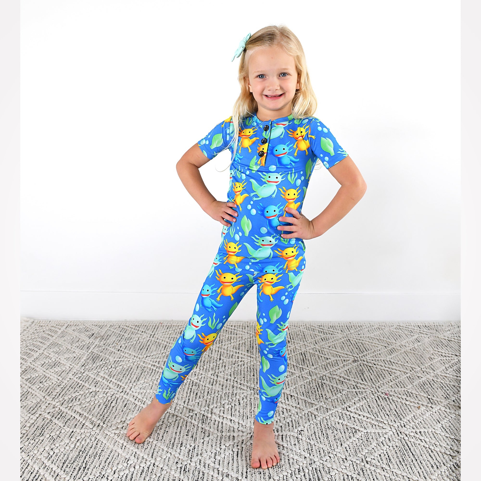 Gigi and Max Archie Axolotl Bamboo Viscose Pajama Set
