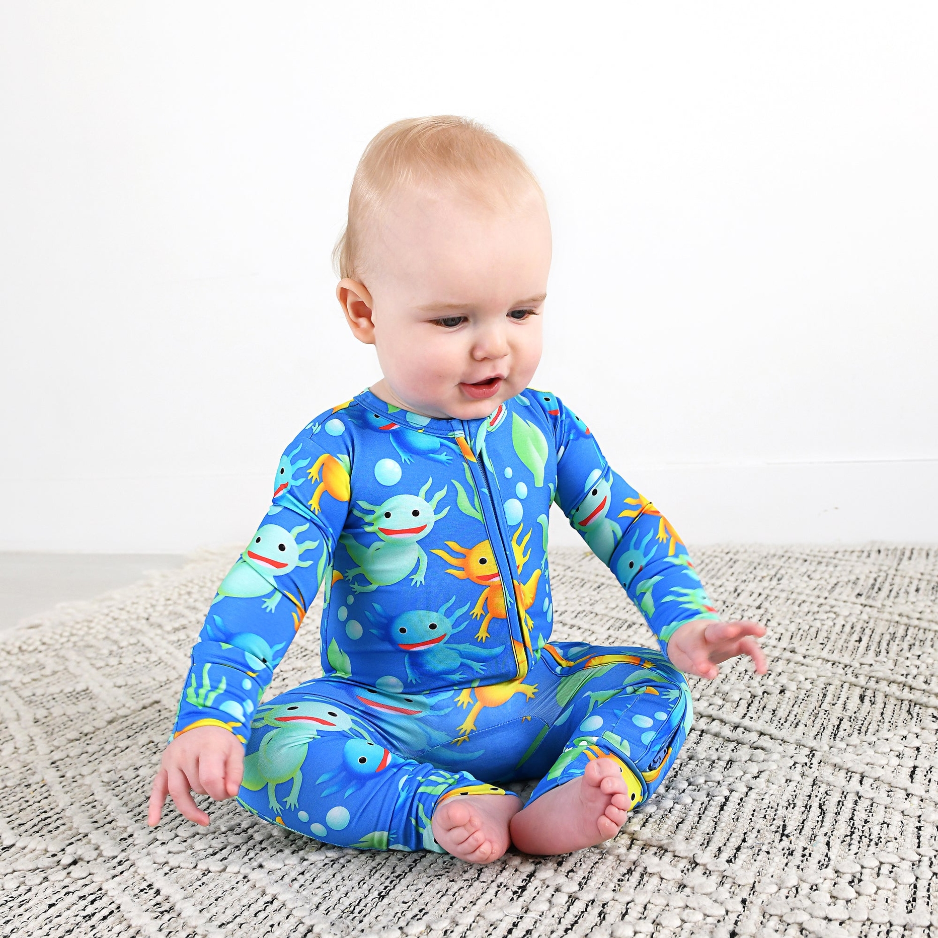 Gigi and Max Archie Axolotl Bamboo Viscose Zip Footie
