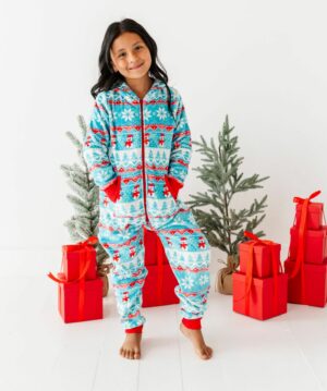 Birdie Bean Frosty Fair Isle Microfleece Hooded Jumpsuit