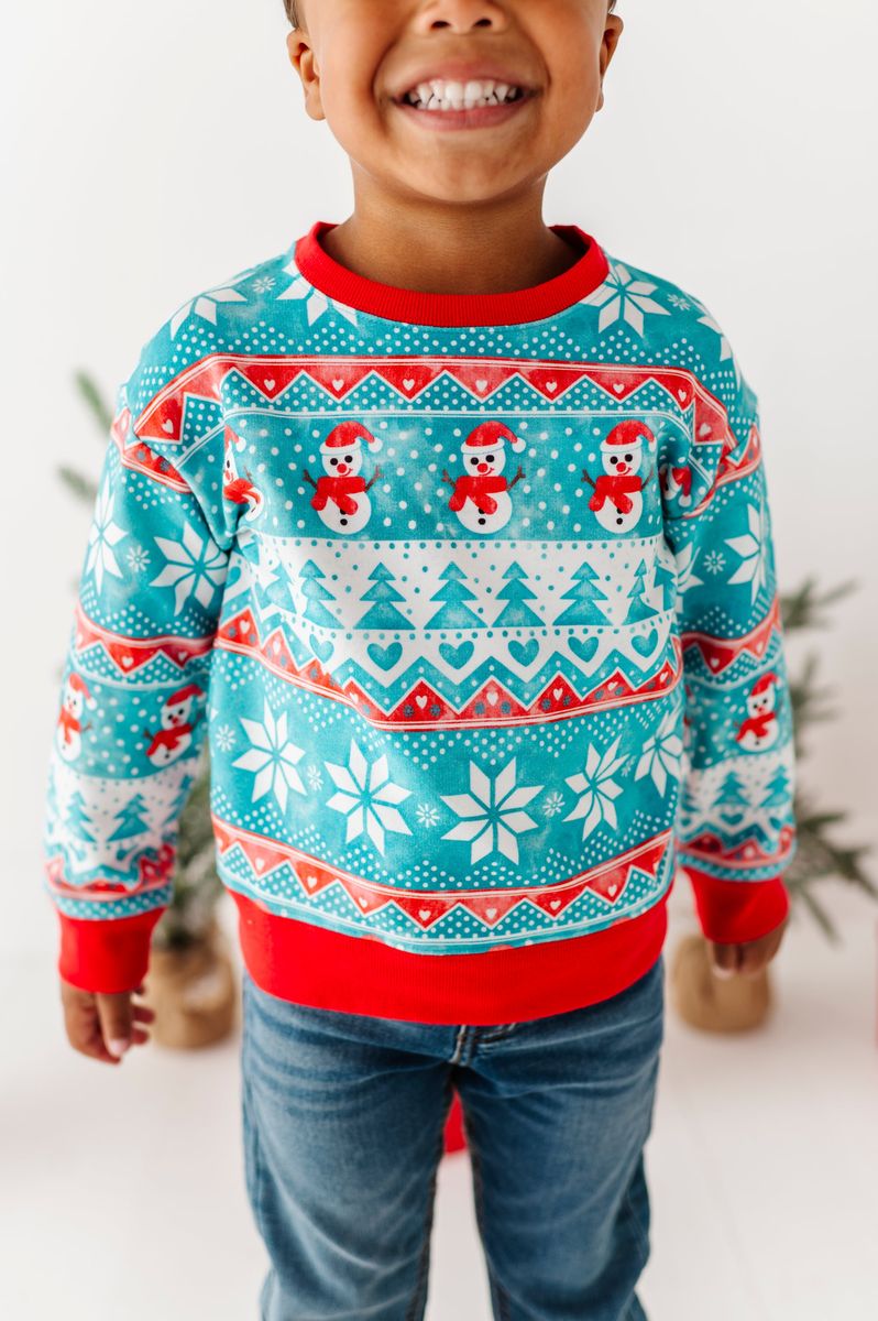 Frosty Fair Isle Bamboo Viscose Crewneck Sweatshirt from Birdie Bean