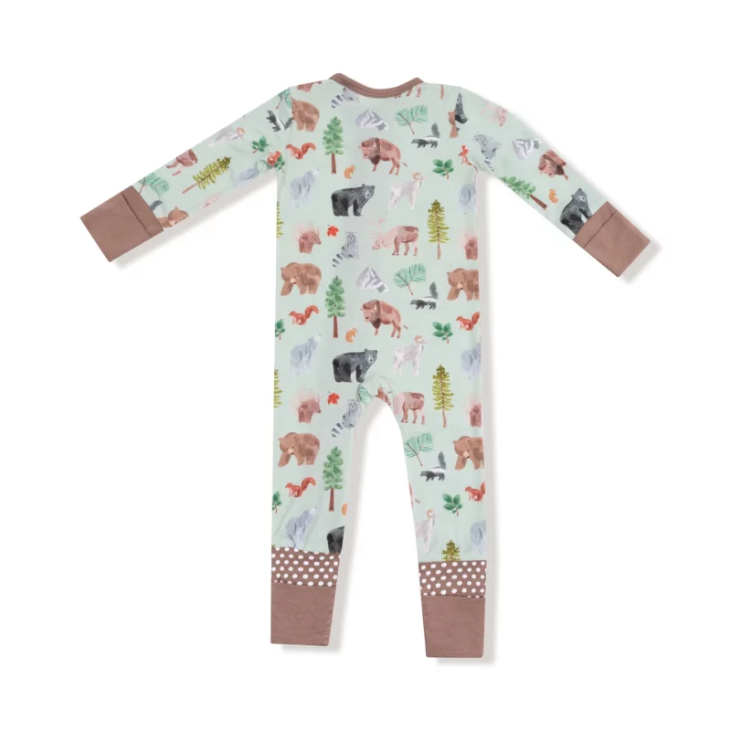 American Woodland Animals Bamboo Viscose Zipper Romper