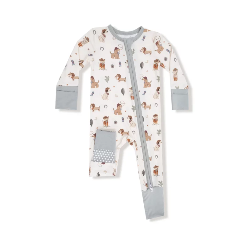 Cowboy Dogs  Bamboo Viscose Zipper Romper from Angel Dear