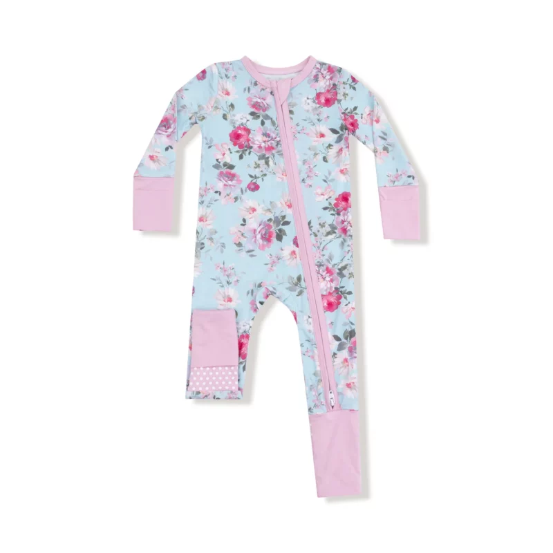 Angel Dear Charlotte Floral Bamboo Viscose Zipper Romper
