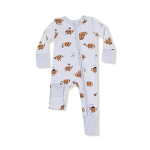 Angel Dear Footballs Playing Football Bamboo Viscose Zipper Romper