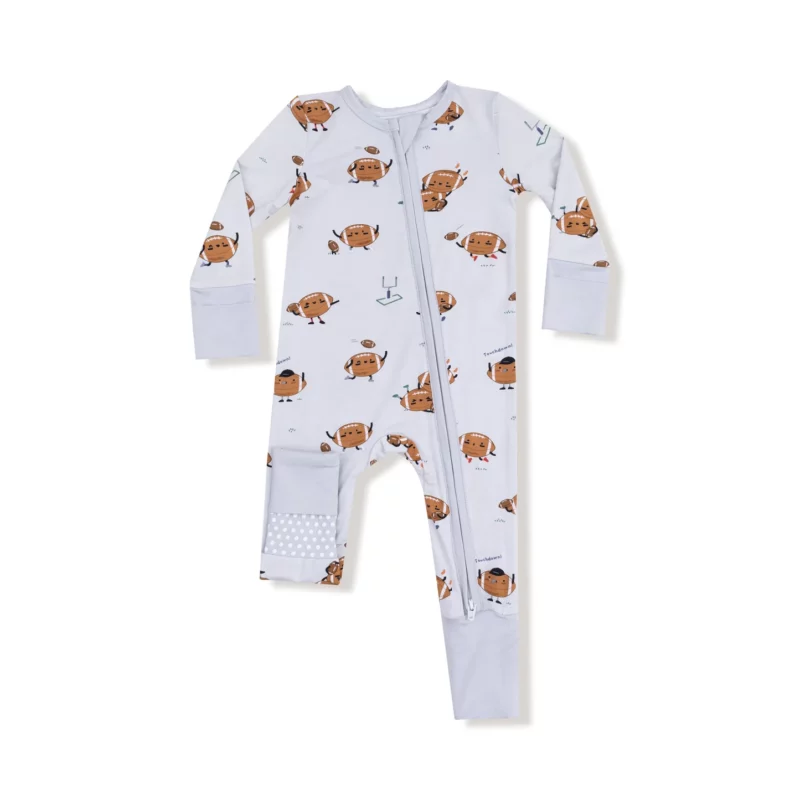 Angel Dear Footballs Playing Football Bamboo Viscose Zipper Romper
