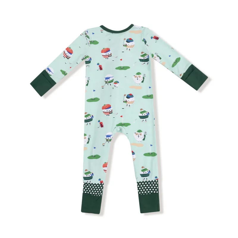 Golf Pros On Green Bamboo Viscose Zipper Romper from Angel Dear
