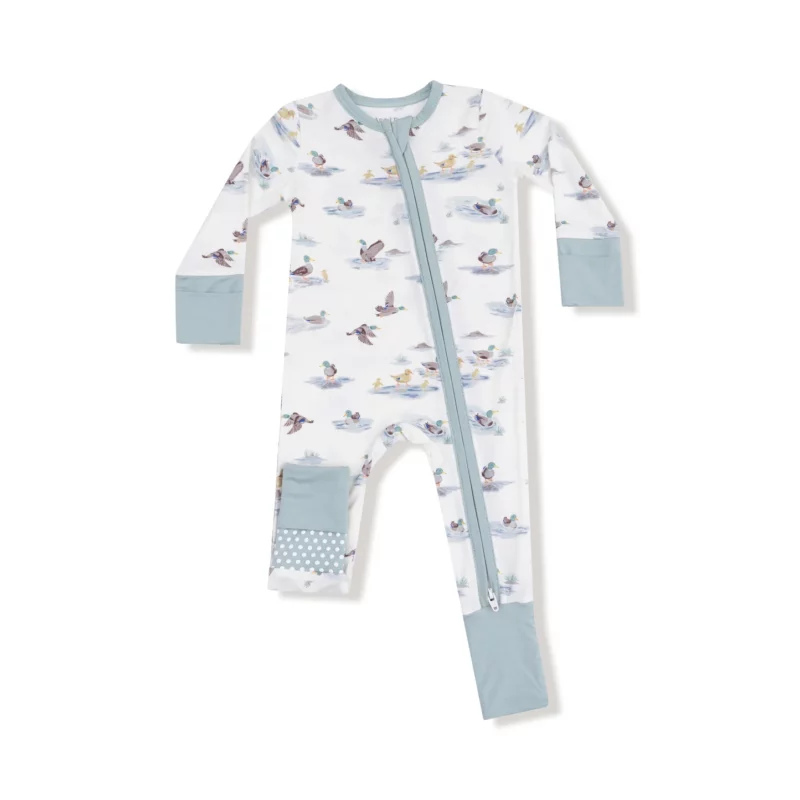 Angel Dear Migrating Mallards Bamboo Viscose Zipper Romper