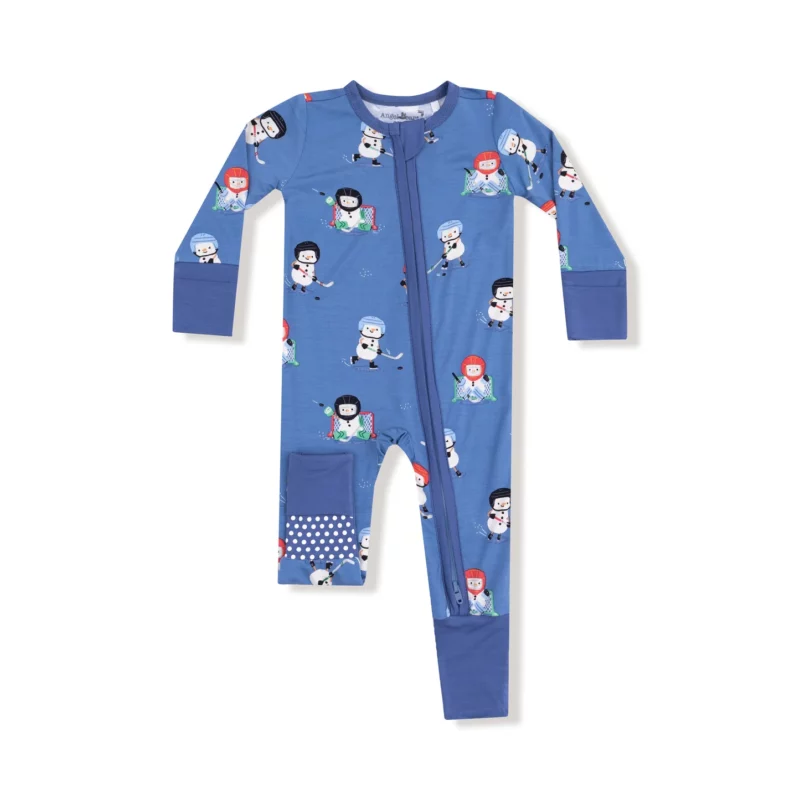 Angel Dear Snow Folks Ice Hockey Bamboo Viscose Zipper Romper
