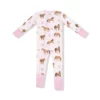 Horses on Pink  Romper Bamboo Viscose Zipper Romper from Angel Dear