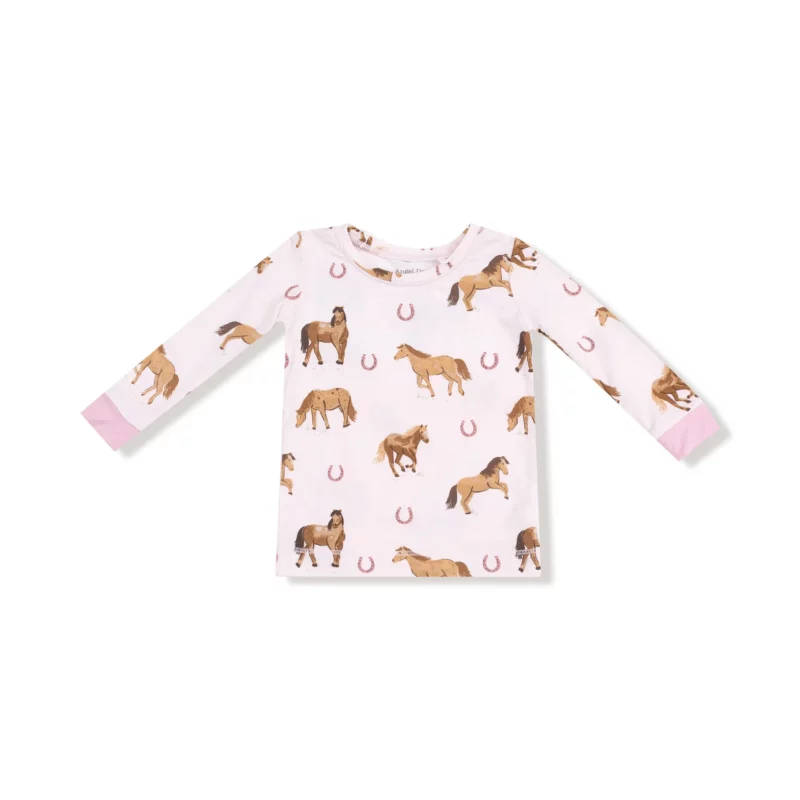 Horses on Pink  Bamboo Viscose Loungewear Set from Angel Dear