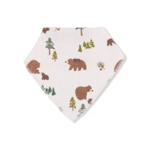 Angel Dear Sweet Brown Bears Bamboo Viscose Waffle Bandana Bib