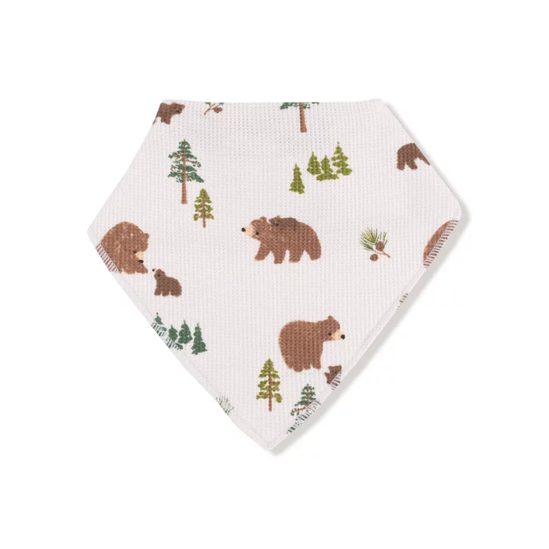 Angel Dear Sweet Brown Bears Bamboo Viscose Waffle Bandana Bib