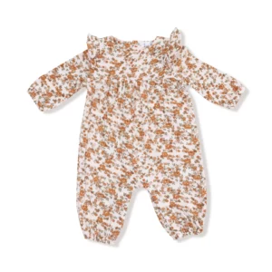Angel Dear Prairie Calico Bamboo Viscose Ruffle Sleeve Romper