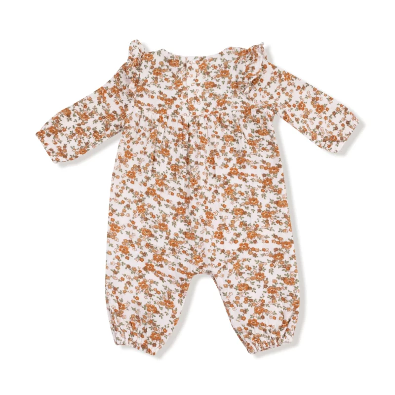 Prairie Calico Bamboo Viscose Ruffle Sleeve Romper from Angel Dear