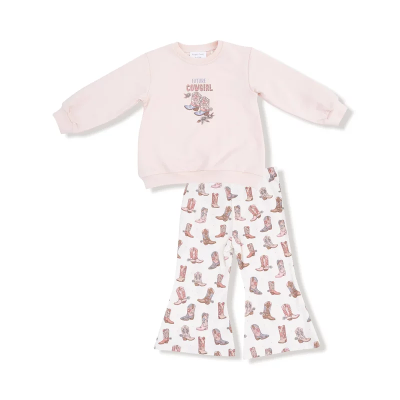 Angel Dear Future Cowgirl French Terry Oversize Sweatshirt and Bamboo Viscose Baby Bell Set