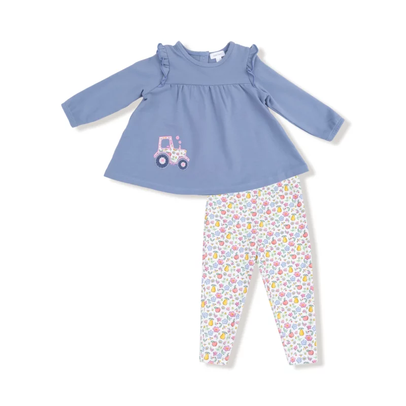 Fall Fruit Floral Ruffle Top French Terry Tunic and Bamboo Viscose Legging from Angel Dear