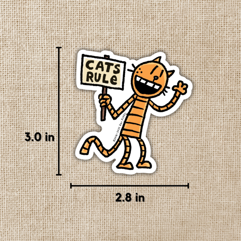 Petey Says Cats Rule Sticker From Dog Man from Kingdom of Threads