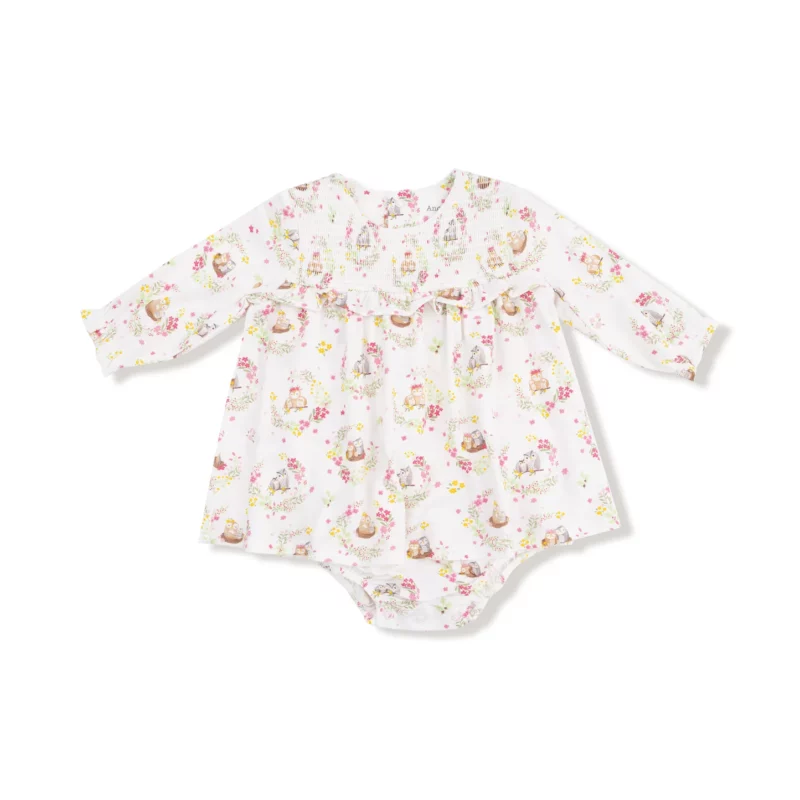 Angel Dear Floral Owl Families Smocked Ruffle Skirted Bubble